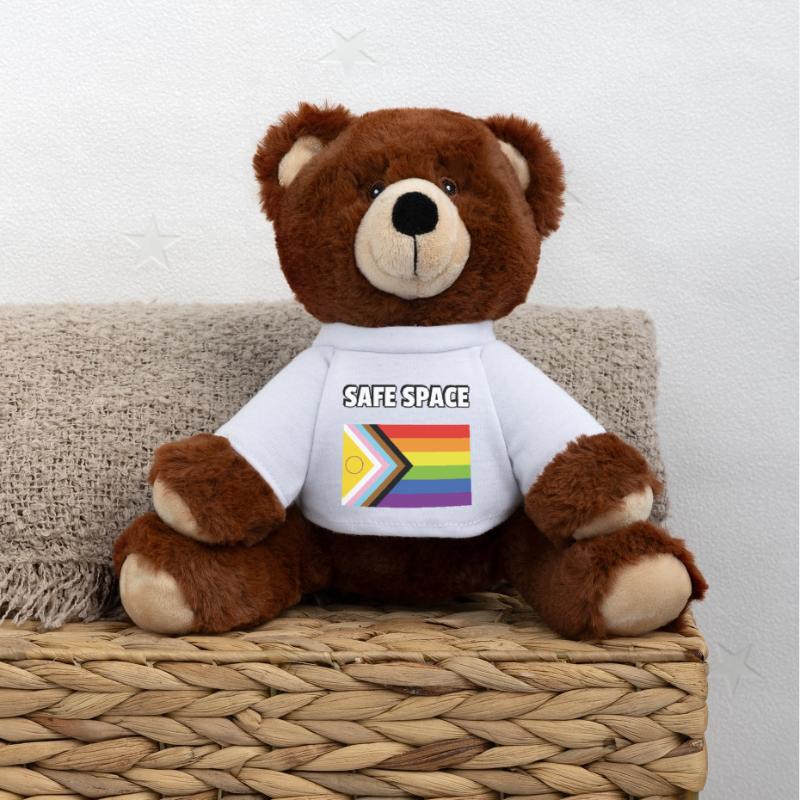 SAFE SPACE Drapeau de progrès de la fierté inclusive Nounours RecycelBär® marron