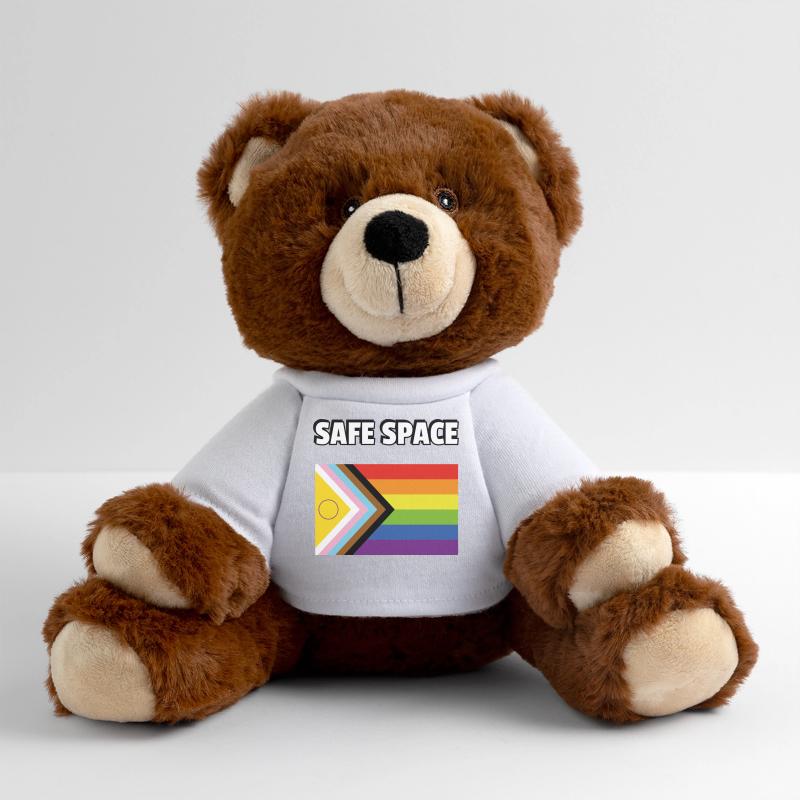 SAFE SPACE Drapeau de progrès de la fierté inclusive Nounours RecycelBär® marron