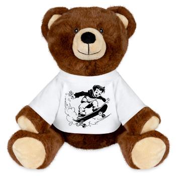 Cartoon Skateboarding Junge - MiniFeet® RecycelBär® Braun - Weiß - Vorne