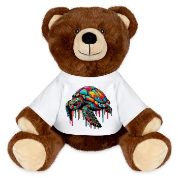 Turtle - MiniFeet® RecycelBär® Teddy Bear Brown - white - Front