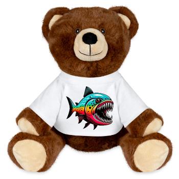 Piranha - Nounours RecycelBär® marron - blanc - Devant