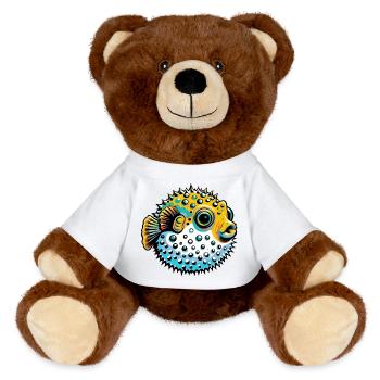 Kugelfisch - MiniFeet® RecycelBär® Braun - Weiß - Vorne