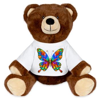Schmetterling - MiniFeet® RecycelBär® Braun - Weiß - Vorne