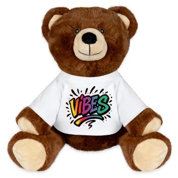 Lettrage graffiti VIBES – Déclaration colorée - Nounours RecycelBär® marron - blanc - Devant