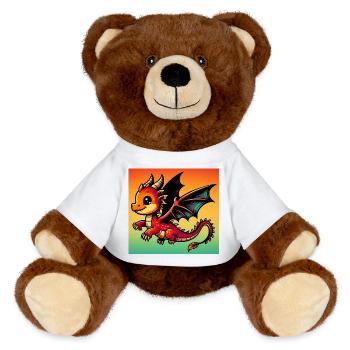 dragon - MiniFeet® RecycelBär® Teddy Bear Brown - white - Front