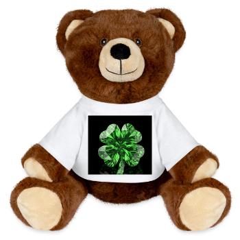 Clover green - MiniFeet® RecycelBär® Teddy Bear Brown - white - Front