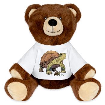 Detailreiche Schildkröte mit Jungem - MiniFeet® RecycelBär® Braun - Weiß - Vorne