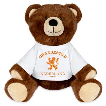 Oranjestadt Nederland Netherlands - MiniFeet® RecycelBär® Braun - Weiß - Vorne
