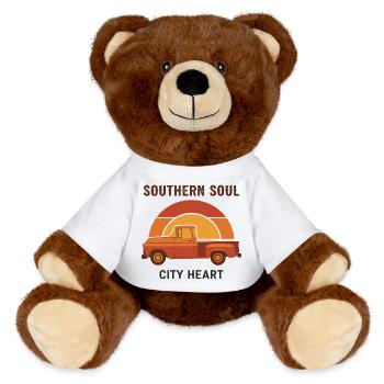 Southern Soul, City Heart - MiniFeet® RecycelBär® Teddy Bear Brown - white - Front
