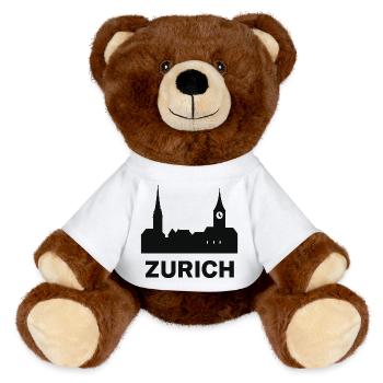 Stadt Zürich- Silhouetten Design - MiniFeet® RecycelBär® Braun - Weiß - Vorne