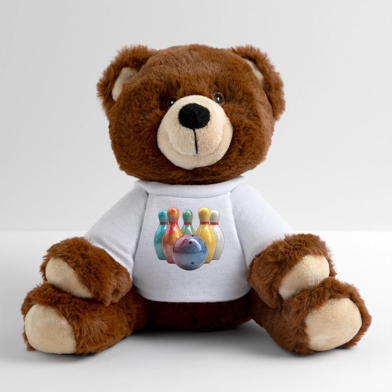 Colorful Bowling Scene Pattern MiniFeet® RecycelBär® Teddy Bear Brown