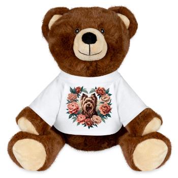 Floral Terrier in Peony Frame - MiniFeet® RecycelBär® Teddy Bear Brown - white - Front
