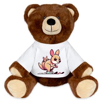 Känguru Mit Baby Im Beutel Süß Und Fröhlich - MiniFeet® RecycelBär® Braun - Weiß - Vorne