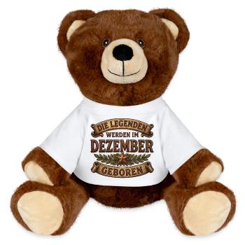Legends born in December - MiniFeet® RecycelBär® Teddy Bear Brown - white - Front