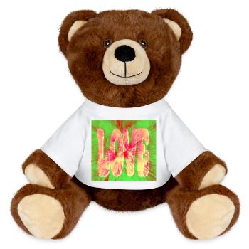 Love Neon Tie Dye - MiniFeet® RecycelBär® Teddy Bear Brown - white - Front
