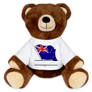 New Zealand – Text space - MiniFeet® RecycelBär® Teddy Bear Brown - white - Front