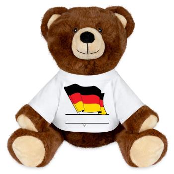 Deutsche Flagge – Namensraum - MiniFeet® RecycelBär® Braun - Weiß - Vorne