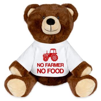 No Farmer No Food Politics Protest Farmers Farmer - MiniFeet® RecycelBär® Teddy Bear Brown - white - Front