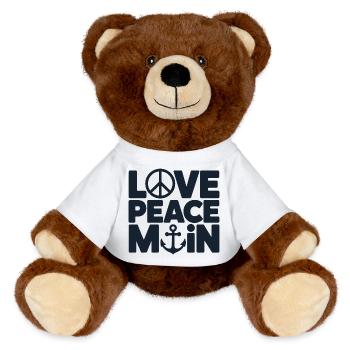 Love Peace Main Maritime Anchor Dicton pour - Nounours RecycelBär® marron - blanc - Devant