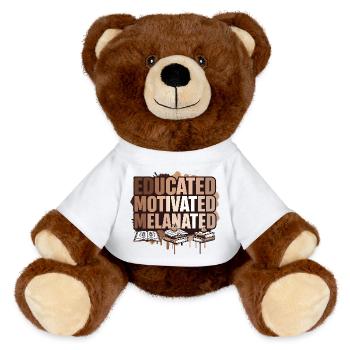 Educated Motivated Melanated Empowerment  - MiniFeet® RecycelBär® Teddy Bear Brown - white - Front