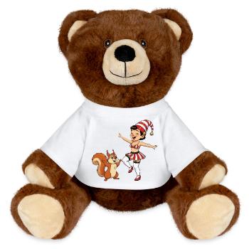 Leprechaun-Mädchen mit Eichhörnchen - MiniFeet® RecycelBär® Braun - Weiß - Vorne