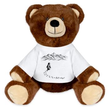 But why? Penguin Meme Footprints Doodle Doodle - MiniFeet® RecycelBär® Teddy Bear Brown - white - Front