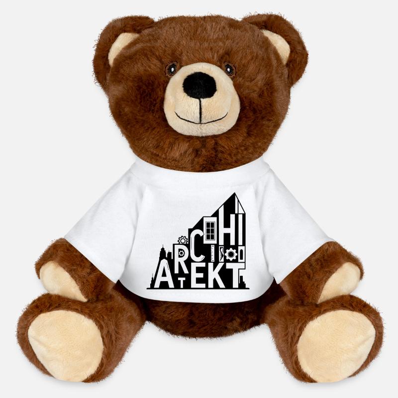 Architect Typography with Architectural Symbols - MiniFeet® RecycelBär® Teddy Bear Brown - white