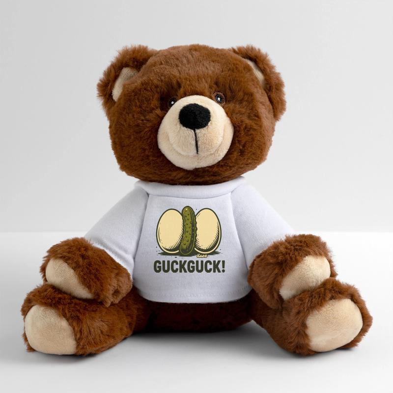 Two hard-boiled eggs with a cucumber MiniFeet® RecycelBär® Teddy Bear Brown