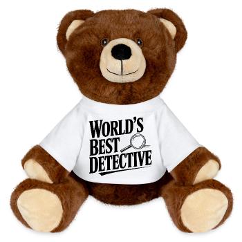World's Best Detective - MiniFeet® RecycelBär® Teddy Bear Brown - white - Front
