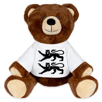 Blason Normandie 2 Léopards Noir - Nounours RecycelBär® marron - blanc - Devant