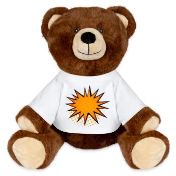 Halbton-Comic Starburst-Rand - MiniFeet® RecycelBär® Braun - Weiß - Vorne