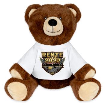 Rente 2027 Rentner Rentnerin Legende Ruhestand - MiniFeet® RecycelBär® Braun - Weiß - Vorne