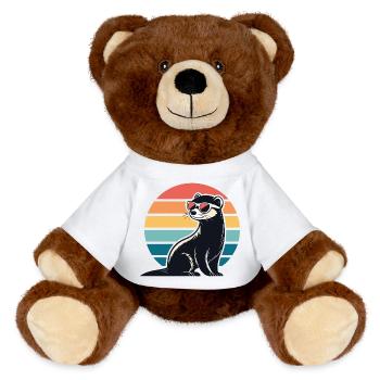 Furet rétro au soleil - Nounours RecycelBär® marron - blanc - Devant