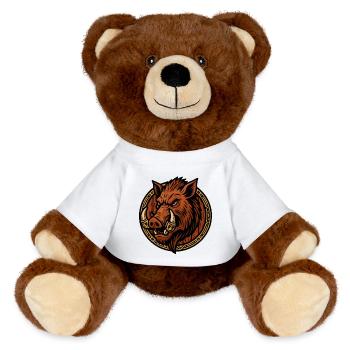 Cercle de sanglier sauvage à la manière tribale - Nounours RecycelBär® marron - blanc - Devant