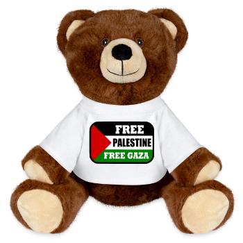 Free palestine - Nounours RecycelBär® marron - blanc - Devant