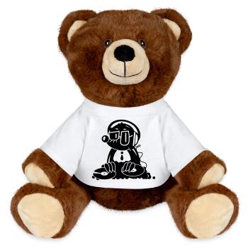 the Mole as a DJ - MiniFeet® RecycelBär® Teddy Bear Brown - white - Front