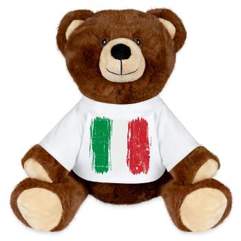 Italienische Flagge Pinselstrich - MiniFeet® RecycelBär® Braun - Weiß - Vorne