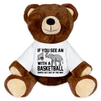 Si vous voyez un éléphant avec un ballon de basket disant - Nounours RecycelBär® marron - blanc - Devant