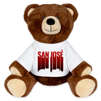 San José Skyline Rot Silhouette - MiniFeet® RecycelBär® Braun - Weiß - Vorne