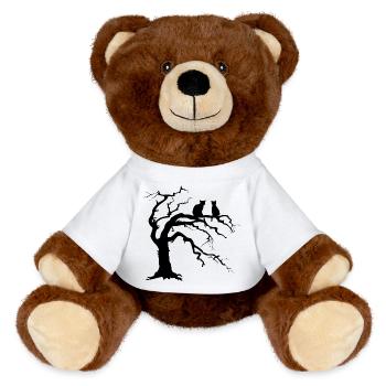 Toter baum mit 2 Katzen Silhouette - MiniFeet® RecycelBär® Braun - Weiß - Vorne