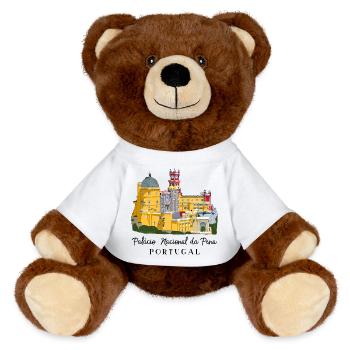 Portugal, Schloss Sintra, Pena Palast, Zeichnung - MiniFeet® RecycelBär® Braun - Weiß - Vorne