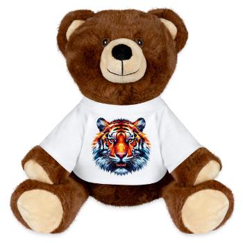 Polygonaler Tiger - MiniFeet® RecycelBär® Braun - Weiß - Vorne