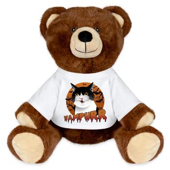 Vampurr : le chat d’Halloween parfait avec une morsure - Nounours RecycelBär® marron - blanc - Devant