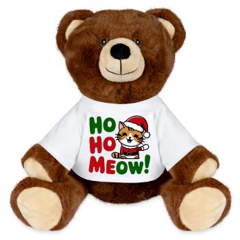 Chat festif dans la conception du chapeau de Père Noël - Nounours RecycelBär® marron - blanc - Devant