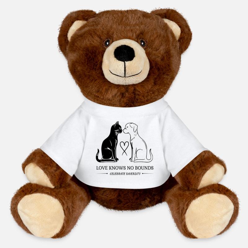 Cat & Dog: Love Knows No Boundaries - MiniFeet® RecycelBär® Teddy Bear Brown - white