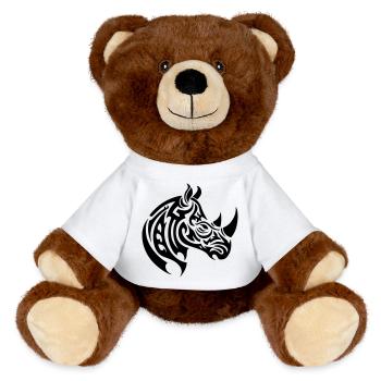 Rhino Tribal - MiniFeet® RecycelBär® Teddy Bear Brown - white - Front