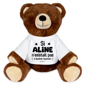 Si Aline n'existait pas il faudrait l'invente - Nounours RecycelBär® marron - blanc - Devant
