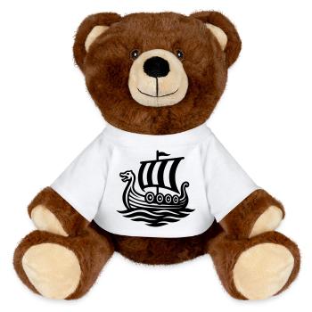 Wikingerschiff Drachenboot Wikinger - MiniFeet® RecycelBär® Braun - Weiß - Vorne