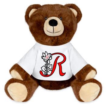 Letter R - MiniFeet® RecycelBär® Teddy Bear Brown - white - Front