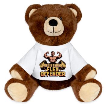 Registered Flex Offender - Funny Gym Tshirt - MiniFeet® RecycelBär® Braun - Weiß - Vorne